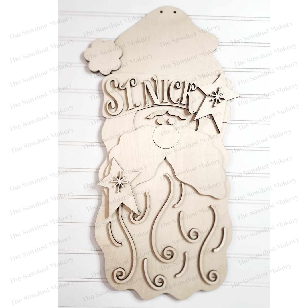 St. Nick Santa Claus Door Hanger SVG File | Laser Cut File | Santa SVG ...