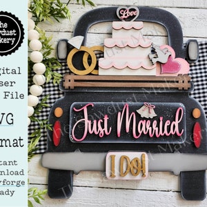 Complemento para caminhão de fazenda intercambiável SVG | Caminhão de 12" e 24" SVG | Caminhão de casamento | Amor | Bolo | Caminhão de casamento intercambiável