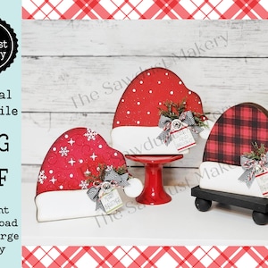 Santa Hat Shelf Sitters Arquivo SVG | Arquivo de corte a laser | Santa Hat SVG Arquivo | Christmas Shelf Sitter | Christmas SVG