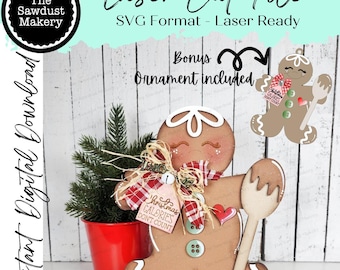 Christmas Calories Gingerbread Shelf Sitter SVG File | Laser Cut File | Gingerbread Christmas SVG |  Gingerbread Laser Svg