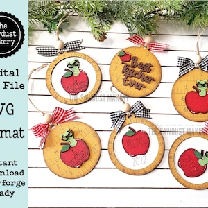 Teacher Christmas Ornament SVG File | Laser Cut File | Christmas Tree | Ornament | School svg |Personalized Ornament | Teacher Ornament