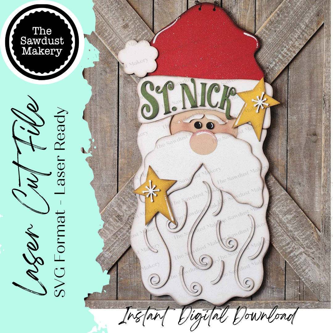 St. Nick Santa Claus Door Hanger SVG File | Laser Cut File | Santa SVG ...