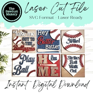 Baseball Laser Cut File | Farmhouse Interchangeable Leaning Sign Bundle File SVG | Glowforge | Farmhouse Signs
