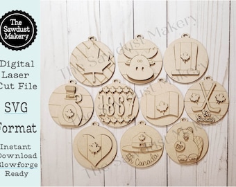 Canada Day Ornament SVG Laser File | Canada Laser Cut Files | Laser Ornament svg | Glowforge | Oh Canada  Ornaments | Canada Laser svg