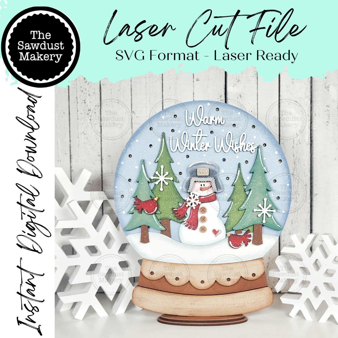 Snowman Snow Globe Light up Shelf Sitter Standing Sign File SVG ...