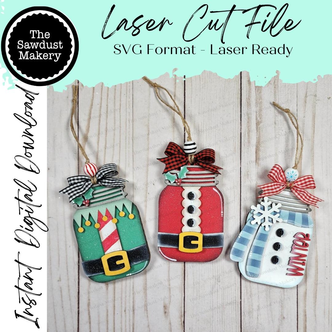 Christmas Mason Jar Gift Cards Set - 8 Designs With Treat Bags For Party Exchange
