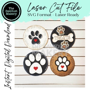 Dog Treat Seasonal Round Bundle |  Candy/Mason Jar Lid | Cookie Jar lid | Interchangeable Frame SVG | Laser Cut File | Interchangeable Frame