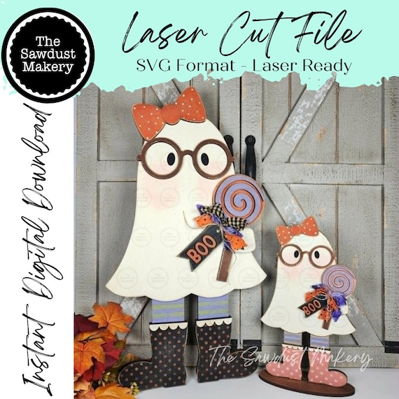 Gertie Halloween Ghost SVG, Laser Cut File, Shelf Sitter (Digital Download)