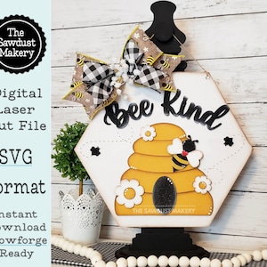 Bee soort deur hanger SVG-bestand | Bijenkorf SVG | Lasergesneden bestand | Gloedforge | Bee SVG-bestand | Honing | Bijen | Honingbij | Bij soort