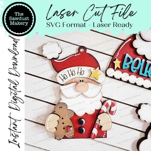 Arquivo SVG de enfeites de Natal Prim St. Nick | Arquivo de corte a laser | Ornamento de Natal Prim Santa SVG | Ornamento SVG | Papai Noel Laser Svg