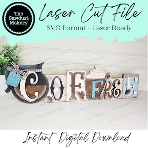 Blocco di parole del caffè SVG / Blocco di parole SVG / File SVG / File tagliato al laser / Glowforge / Decorazione del camino svg / Insegna del bar del caffè svg / Parola del bar del caffè