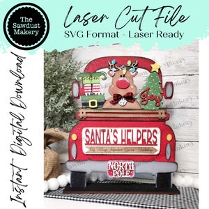 Complemento para caminhão de fazenda intercambiável SVG | Caminhão de 12" e 24" SVG | Caminhão de Natal do ajudante do Papai Noel | Rena elfo intercambiável SVG