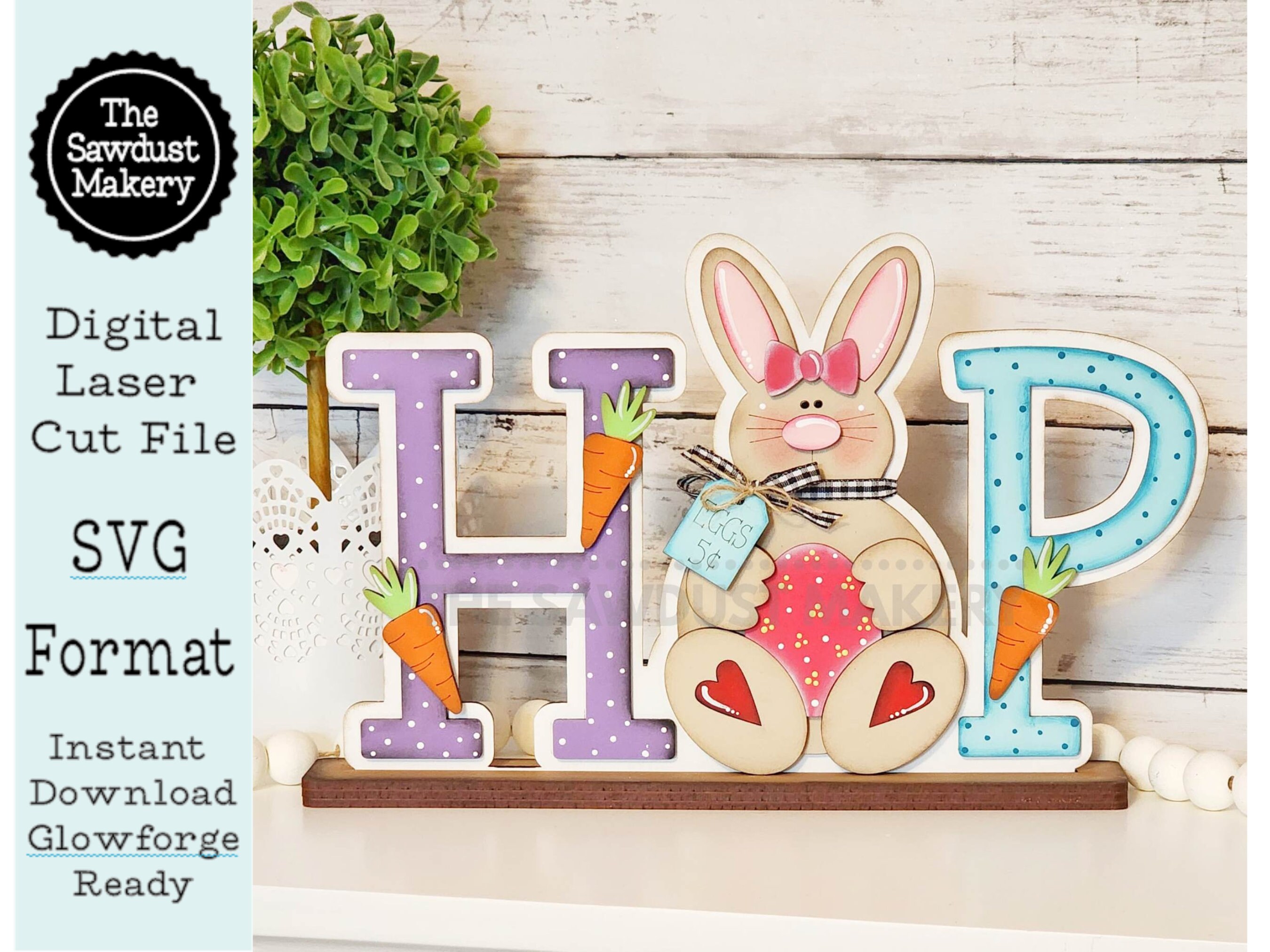 HOP Standing Bunny Shelf Sitter SVG Laser Cut File - Etsy