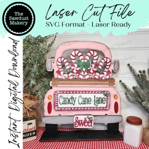 Add-on for Interchangeable Farmhouse Truck SVG | 12" and 24" Truck SVG | Candy Cane Lane Peppermint Truck | Christmas Interchangeable SVG