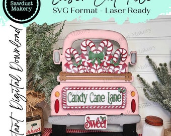 Add-on for Interchangeable Farmhouse Truck SVG | 12" and 24" Truck SVG | Candy Cane Lane Peppermint Truck | Christmas Interchangeable SVG