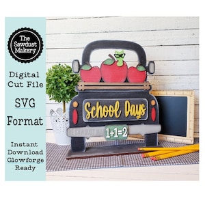Add-on for Interchangeable Farmhouse Truck SVG | 12&quot; and 24&quot; Truck SVG | School Days Truck | Book Worm | Truck Interchangeable SVG