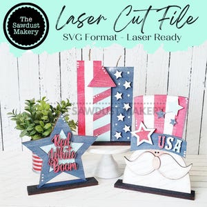 Standing 4th of July SVG File | Laser Cut File | Glowforge | USA | America | 4th of July SVG | Patriotic | Uncle Sam | Fireworks