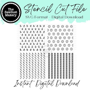 Digital Stencil Set | Gingerbread Stencils | Stencil SVG | Candy Cane | Peppermint Swirls | Peppermint Stick Stencil | Stencil File