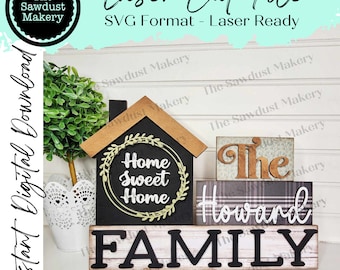 Family House Standing Block SVG File | Laser Cut File | Home svg | Family Centerpiece | Family Mantle Decor SVG | Home Laser Cut File