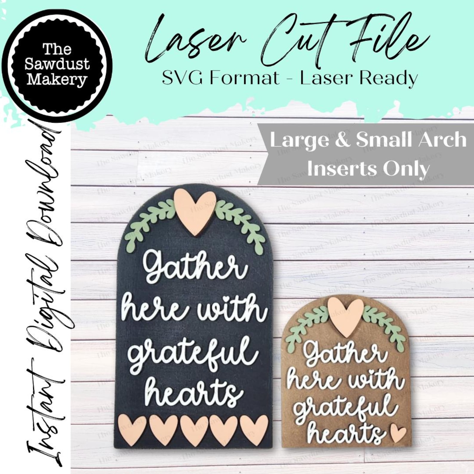Interchangeable Large & Small Arched Boho Sign Insert | Grateful Heart ...