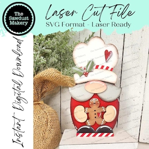 Plik SVG Mini Gnome Baker Shelf Sitter | Plik SVG do cięcia laserowego | Plik SVG do cięcia laserowego Gnome | Plik SVG do cięcia laserowego Gnome Shelf Sitter svg