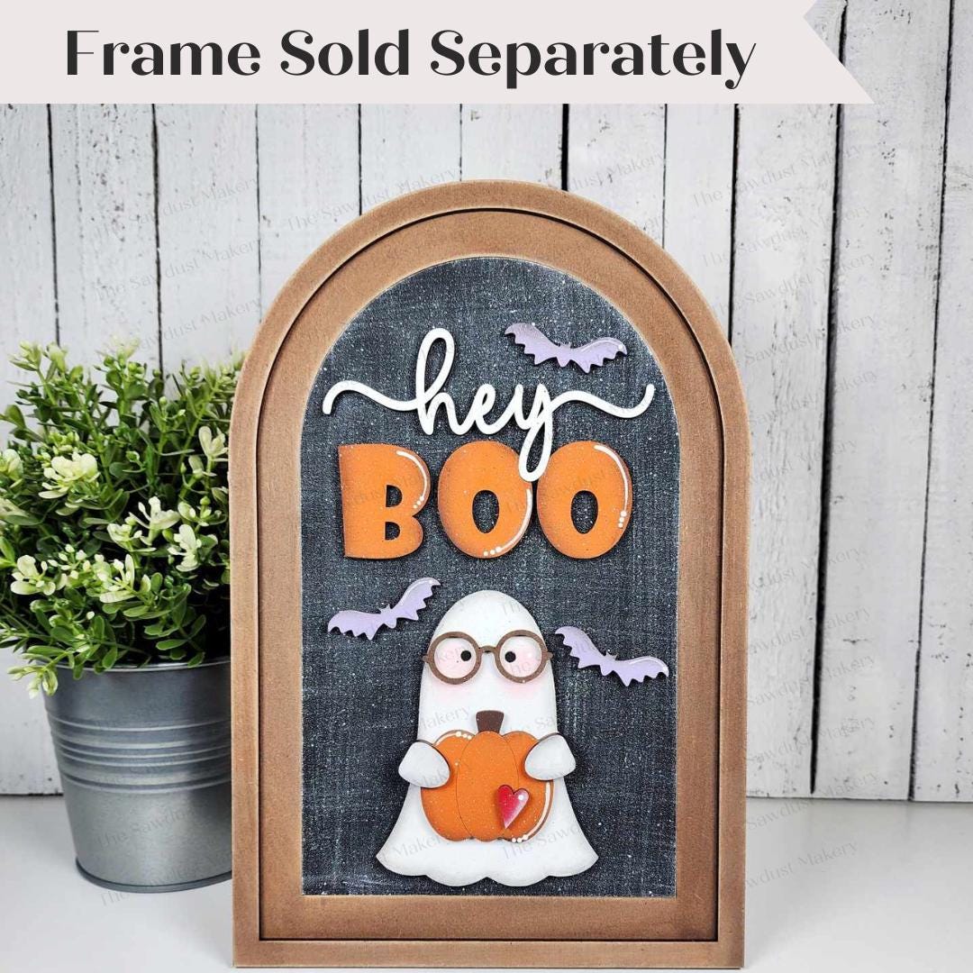 Interchangeable Large Arched Boho Sign Insert | Hey Boo Halloween | SVG ...