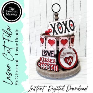 Fichier SVG de plateau à plusieurs niveaux de la Saint-Valentin | XOXO | Fichier découpé au laser | Forgelumineuse | Fichier SVG de la Saint-Valentin | Amour | 14 févr. | Coeurs