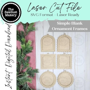 Simple Ornament Frame SVG File | Mini Ornament Frames| Scallop Arched Frame Laser Cut File | Blank Ornament Frames
