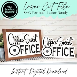 Interchangeable Office Sweet Office Sign Frame Bundle SVG | Laser Cut File | Glowforge | 3" Round Insert Frame | Seasonal Interchangeable