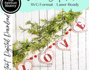 Liebe Valentinstag Banner SVG | Laser Cut Datei | Glühschmiede | Valentinstag SVG | Valentinstag Herz SVG | Spruchband | Liebe | Valentinstag | Sei mein