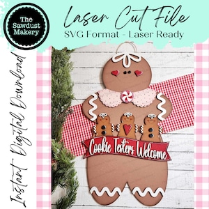 Gingerbread Cookie Tester Sign Door Hanger SVG File  | Laser Cut File | Gingerbread SVG File | Door Hanger svg | Peppermint | Christmas SVG