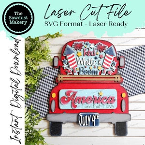 Add-on für austauschbare Bauernhaus LKW SVG | 12 "und 24" LKW SVG | Rot, Weiß & Boom 4th of Jul LKW | USA Truck austauschbare svg