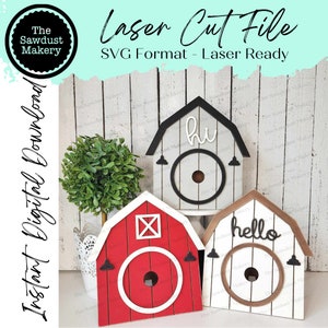 Interchangeable Barn Sign Frame Bundle SVG | Laser Cut File | Glowforge | 3" Round Insert Frame | Seasonal Interchangeable