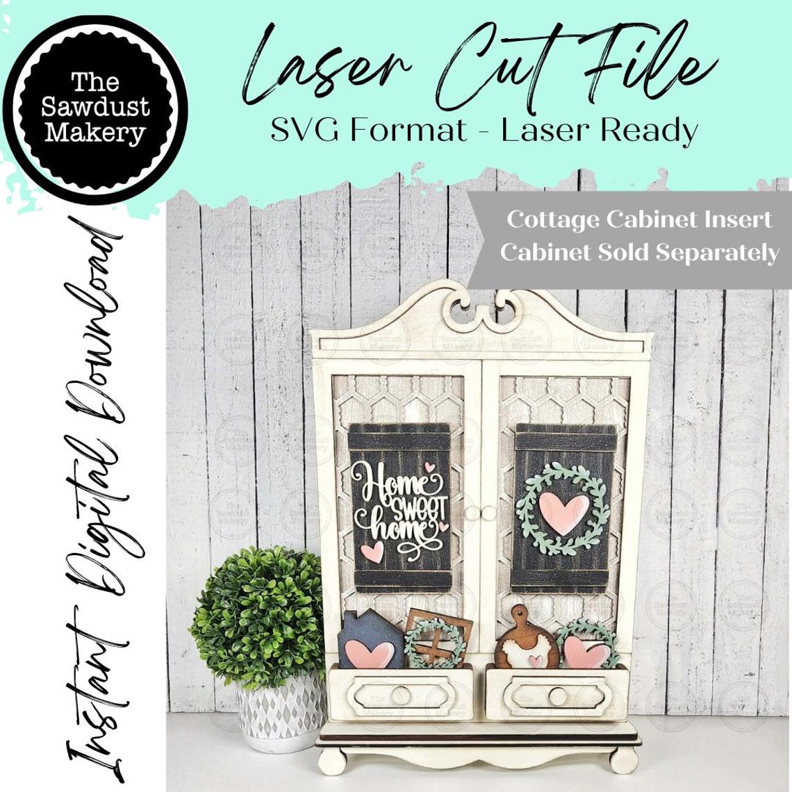 Add-on Home Sweet Home Cottage Cabinet Insert SVG | Laser Cut File ...