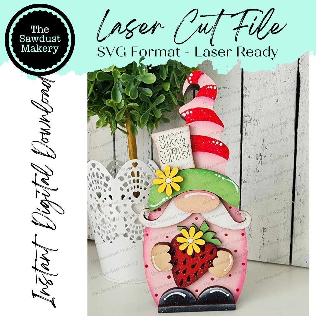 Strawberry Mini Gnome Shelf Sitter SVG File | Laser SVG Cut File ...