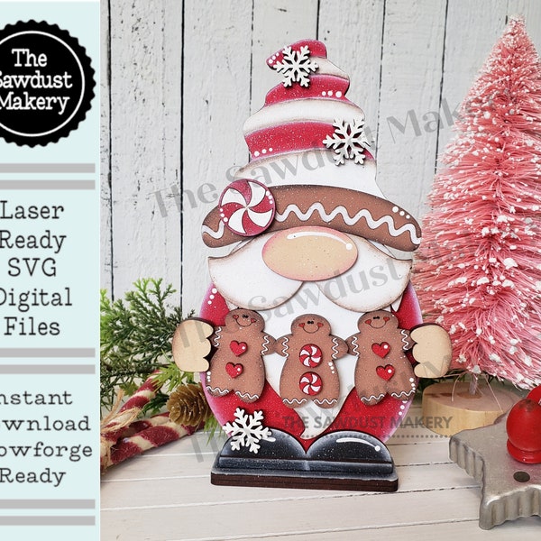 Gingerbread Gnome SVG File  | Laser Cut File | Standing Gingerbread Gnome SVG File | Gnome | Gnome Shelf Sitter | Cookie Gnome SVG