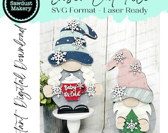 Add-on Interchangeable Gnome SVG File | Winter Hot Cocoa Add-on | Laser Cut File | Winter Gnome SVG File | SVG | Gnome | Gnome Shelf Sitter