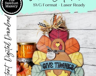 Turkey Door Hanger | Thanksgiving | Door Hanger | SVG File | Laser Cut File | Glowforge | Turkey | Thanksgiving Decor | Give Thanks