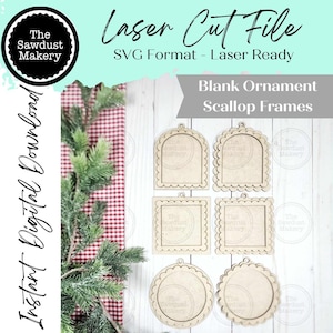 Jakobsmuschel Ornament Rahmen SVG-Datei | Mini Ornament Rahmen | Jakobsmuschel gewölbte Rahmen Laser Cut Datei | Leere Ornament Rahmen