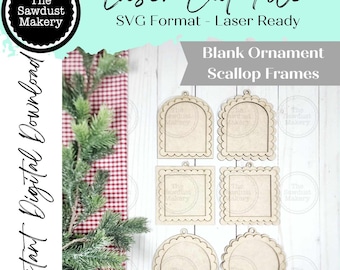 Scallop Ornament Frame SVG File | Mini Ornament Frames| Scallop Arched Frame Laser Cut File | Blank Ornament Frames