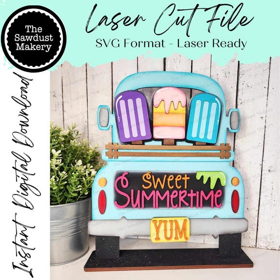Add-on for Interchangeable Farmhouse Truck SVG | 12" and 24" Truck SVG | Sweet Summertime Truck | Summer | Popsicle Truck Interchangeable