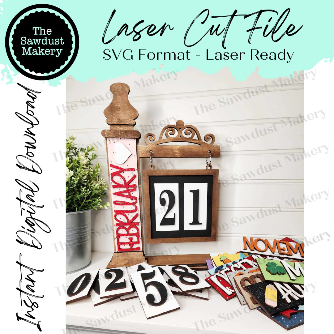 Interchangeable Seasonal Standing Calendar & Sign Frame SVG | Laser Cut ...