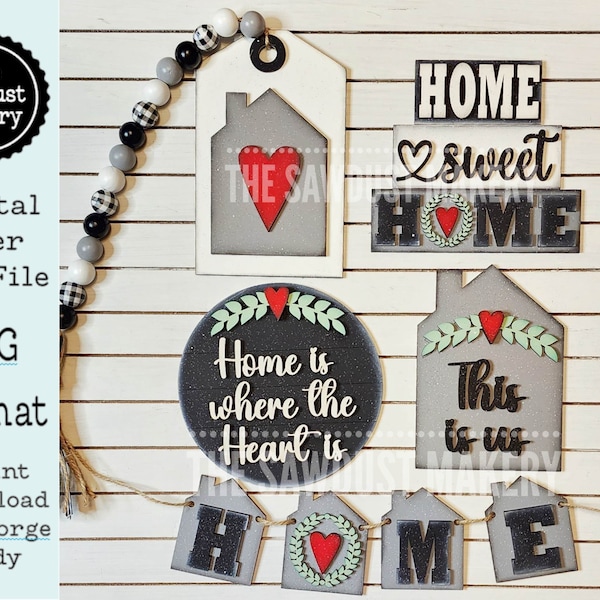 Home Sweet Home Tiered Tray SVG File | Laser Cut File | Home svg | Home is where the Heart is SVG | This is us svg | Farmhouse SVG