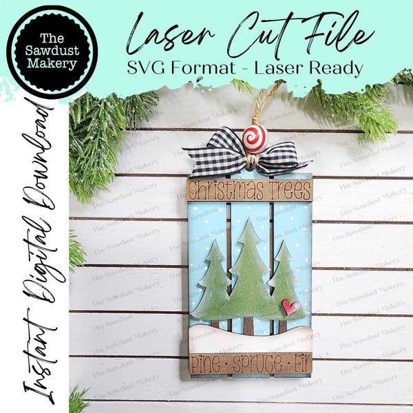 Christmas Tree Farm Pallet Ornament Laser Cut SVG File |  Christmas Ornament SVG | Ornament Bundle SVG | Tree Farm Christmas Ornament