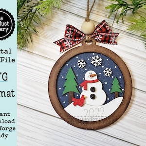 Winter Sneeuwpop Kerst Ornament SVG-bestand | Lasergesneden bestand | Kerstornament SVG | Sneeuwpop ornament SVG | Gepersonaliseerde sneeuwpopornament