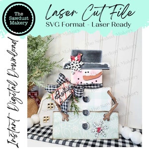 Frosty Block Standing Snowman Shelf Sitter SVG | Snowman laser cut file  Let it Snow | Glowforge | Snowman | Cardinal | Winter SVG