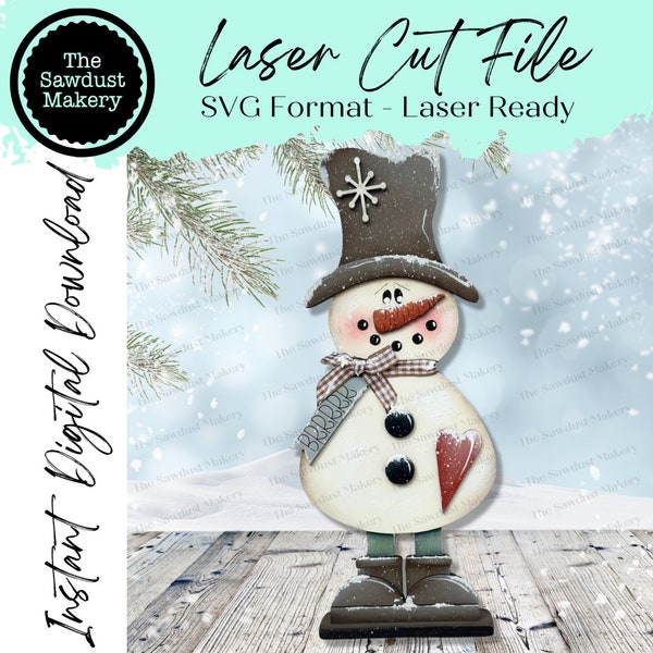 Prim Winter Snowman SVG File | Laser Cut File | Winter SVG File | Snowman Laser SVG | Snowman Shelf Sitter | Brrr svg