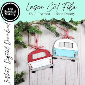 Base de camping-car UNIQUEMENT fichier SVG ornement complémentaire | Fichier découpé au laser | Kit de décoration de Noël | Ornement SVG | Ornement de carte cadeau svg