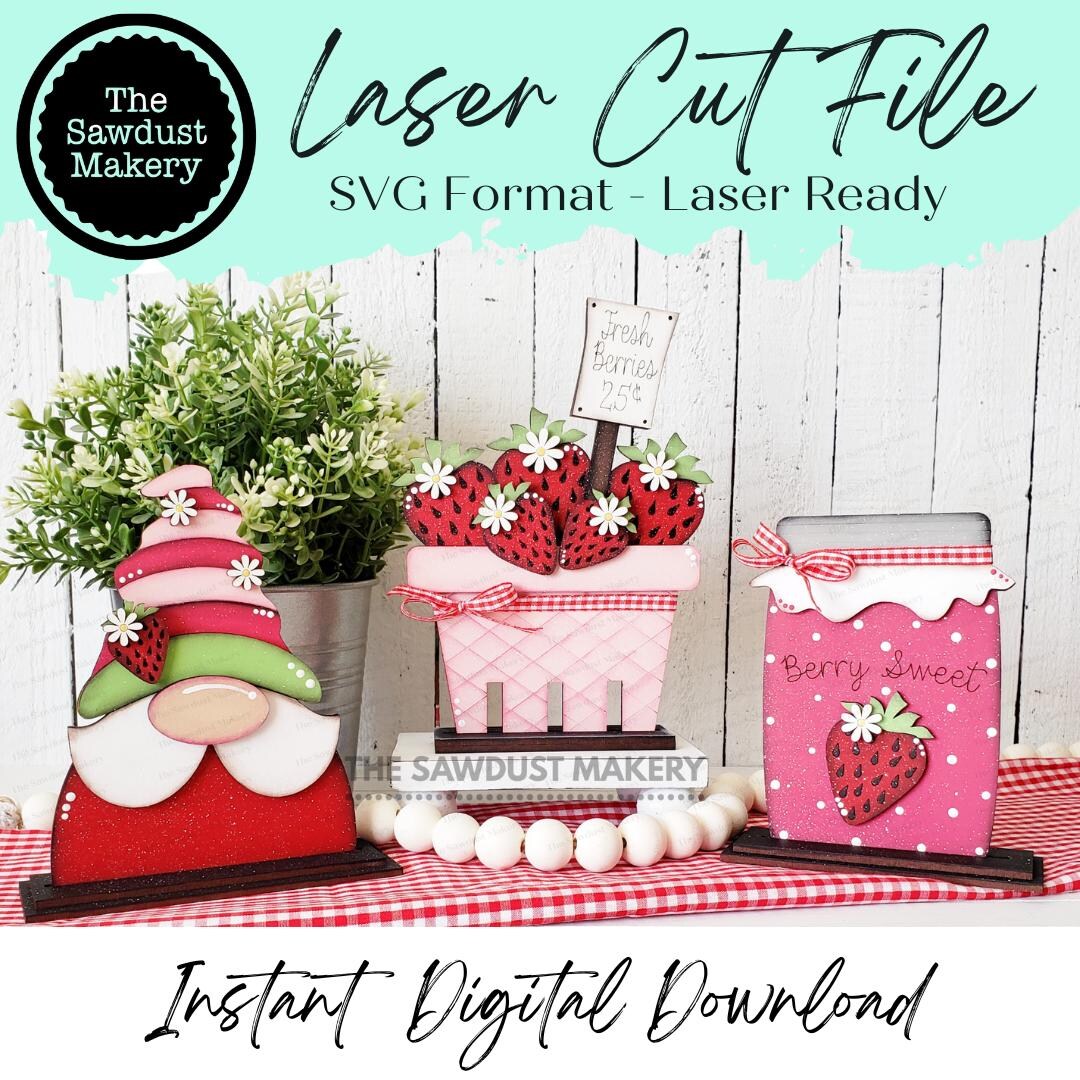 Buy Standing Strawberry SVG File | Laser Cut File | Glowforge | Summer ...