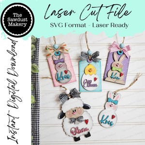 Étiquettes de panier de Pâques fichier SVG | Fichier découpé au laser | Panier de Pâques SVG | Svg de Pâques | Carte-cadeau SVG | Svg lapin | Pâques